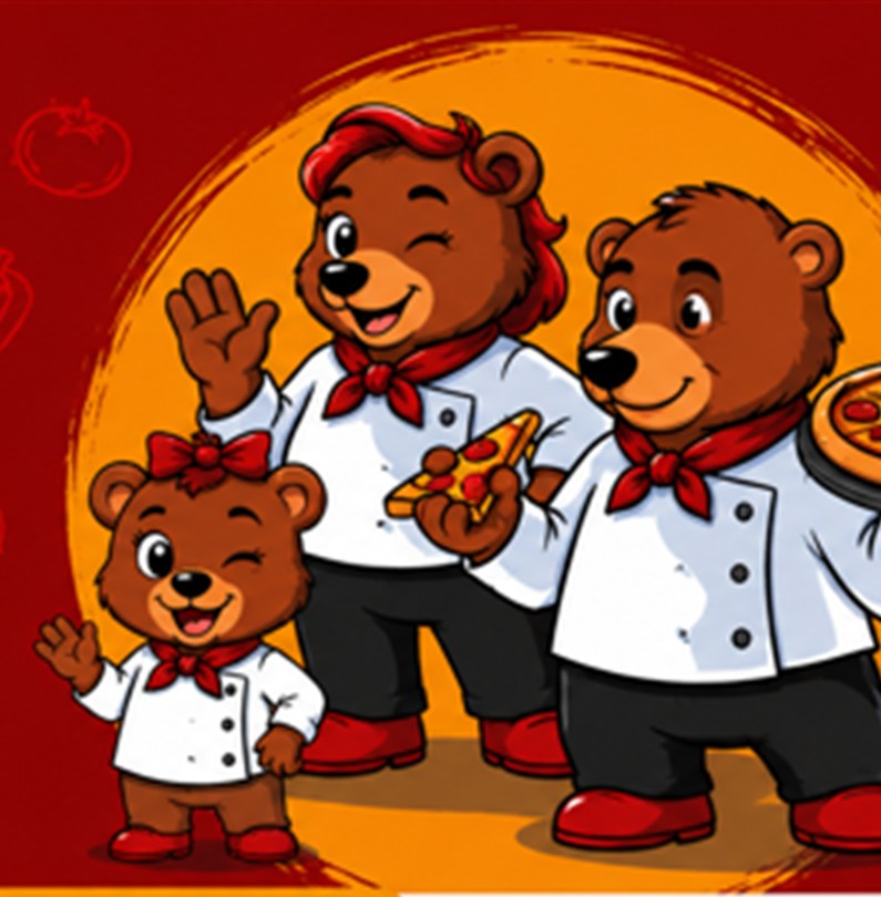 Three Bears Pizza chef characters